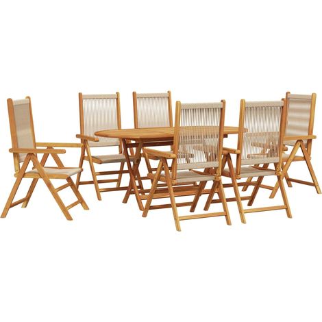 Maison Exclusive - Garten Essgruppe 7 pcs Beige Massivholz Akazie