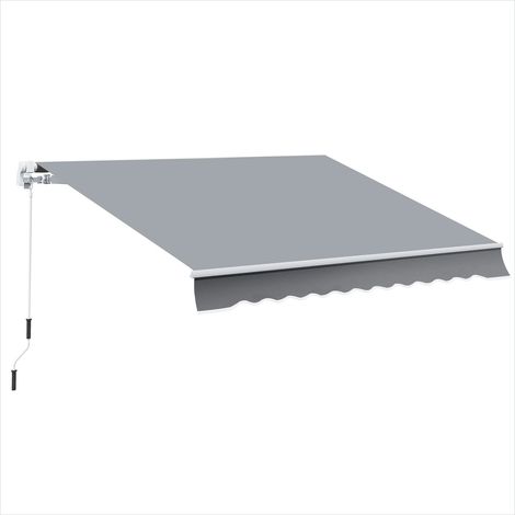 Store banne rétractable 395 x 245 cm toile polyester cadre gris (1/5)