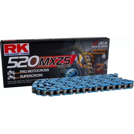 CADENA DE TRANSMISIÓN RK (MOTOCROSS) 520MXZ5-120 ESLABONES (CL) INCLUIDA COLOR AZUL (CAPACIDAD: HASTA 500 CCM) (37,8 KN)