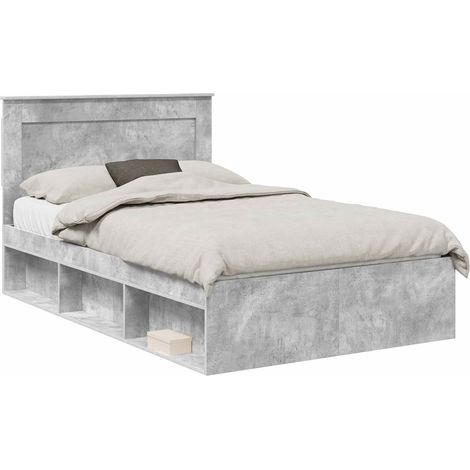 Bettrahmen mit Kopfteil Beton 120 x 200 cm Massives Kiefernholz vidaXL