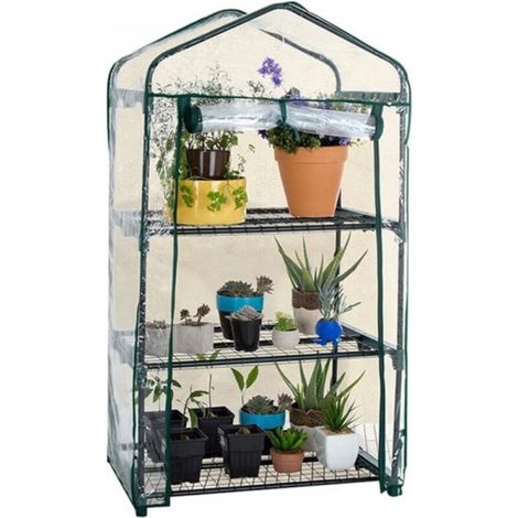 Small Walk-in Greenhouse with PVC Plastic Cover, Portable Outdoor Greenhouse, Used for Seedling and Flower Growth, 3 Layers, Excluding Stand (69 x 49 x 126 cm) (1/5)