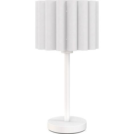 Lampe de table style rétro, lampe de chevet, abat-jour en plastique, interrupteur à bouton-poussoir, blanche (1/5)