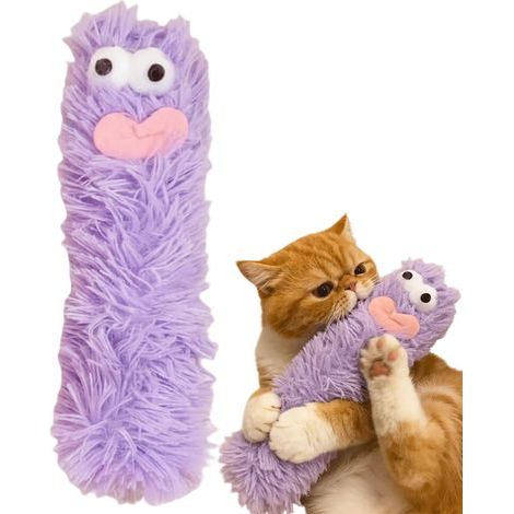 Bite-resistant plush indoor cat chew toy for teeth cleaning - Purple (1/5)