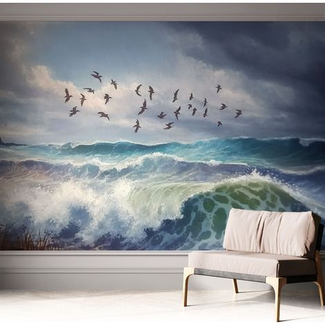 Carta da parati autoadesiva - Fotomurale adesivo - design elegante - stile moderno - Onde marine 312x219 cm (1/5)