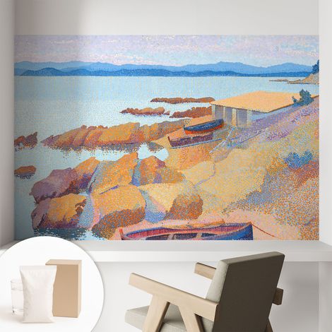 Papier peint intissé mural classique avec imprimé motifs décoratifs design élégant non‑tissé Vues maritimes 104x70 cm (1/5)