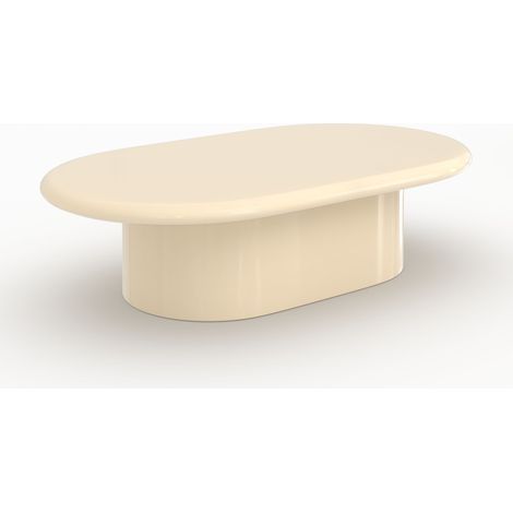 Table basse ovale laquée blanche en MDF, 120 cm - Sia (1/5)
