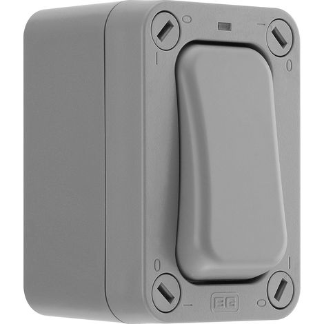 BG Electric Outdoor Slim Single Wall Switch with LED Indicator,  Weatherproof,  Grey,  Nexus Storm,  2-Way,  20A,  IP66 Rated,  WP12S (1/5)