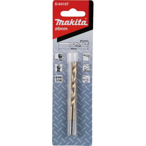 D-64107 Punta da trapano per metallo HSS-TiN Economy, 6,0 x 57 / 93 mm