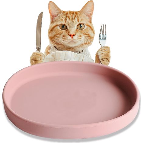 Bol Alimentation Chat - Bol En Silicone Plat - Pour Chat Chien Et Petits Animaux - Capacité 200 Ml - Rose - 1 Pièce (1/5)
