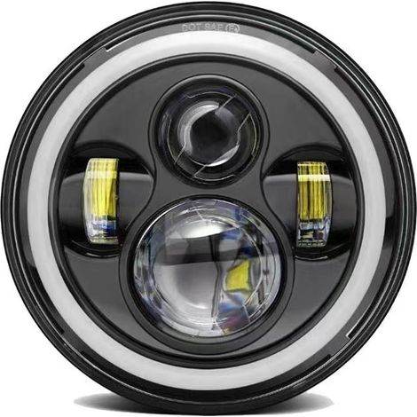 Phare Avant LED 7 Pouces 60W/55W pour Jeep Wrangler Harley, Angel Eye Blanc Jaune, Feu Diurne Longue Courte Portée, 12V 24V IP68