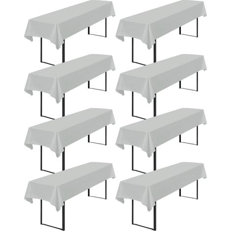8er-Pack Tischdecke Bierzeltgarnitur 100x250cm Grau Wasserdicht Polyester