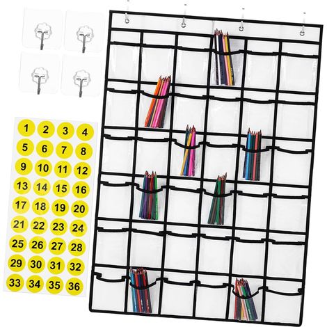 Transparente PVC-Organizerbox – 36 Fächer – Etiketten – Büro/Schule – robust