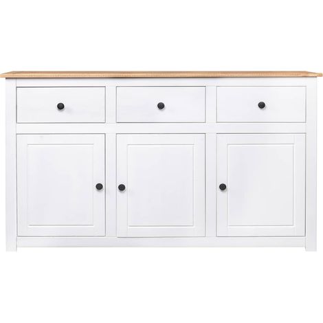 Sideboard/Anrichte/Buffet Weiß 135x40x80 cm Kiefernholz Panama LXWW130076 (1/5)