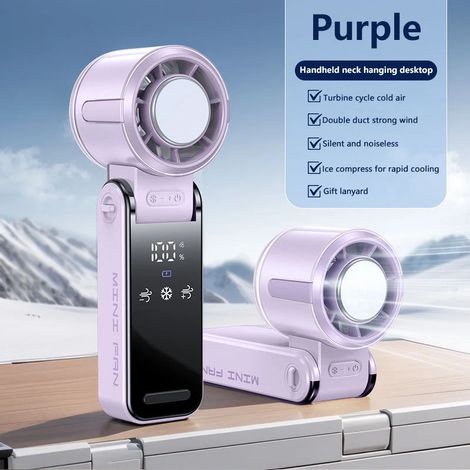 (Violet, glacé) Ventilateur à turbine de refroidissement, haute vitesse, charge électrique USB puissante, affichage numérique LED. (1/5)