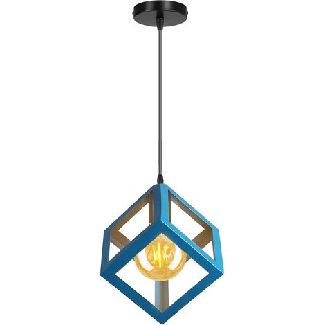 1pcs Suspension Luminaire, Design Industriel Cube Métal, Douille E27 Max 60W, Câble Réglable 100cm, Pour Salon Cuisine Chambre (1/5)