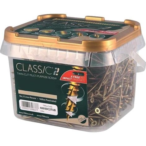 TIMco 5.0 x 50mm Classic C2 Wood Screw Tub Qty 600