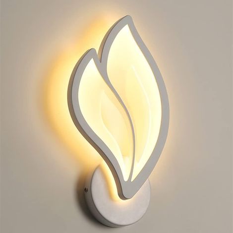 Applique Murale Intérieur LED 12W, Applique Murale Forme de Feuille Lampe Murale Moderne Acrylique Veilleuse pour Chambre à Coucher Enfant Bureau Couloir Salon [Classe énergétique A] (1/5)