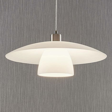 [NEUWERTIG] B-Ware Lindby Weiße Hängeleuchte Dolores Glaslampe Hängeleuchte Deckenlampe Deckenlampe