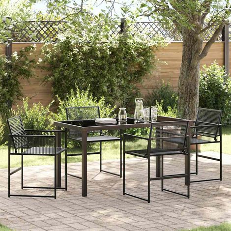 Garten Essgruppe 5 pcs Schwarz Pulverbeschichteter Stahl (1/5)