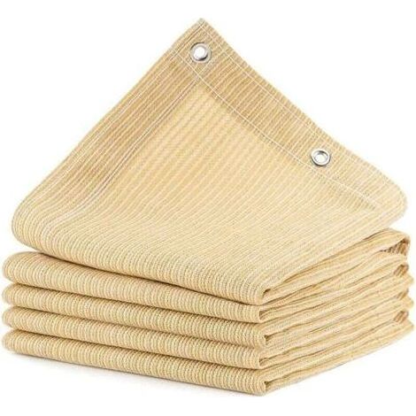 Sable (2x2m) Voile d'ombrage Protection Solaire Toile Rectangulaire,95% Anti-UV Auvent de voiture avec Cordes et Serre-câbles pour Jardin, Terrasse, Balcon, Camping, Pergola, 0,5 mètre 1 trou (1/4)