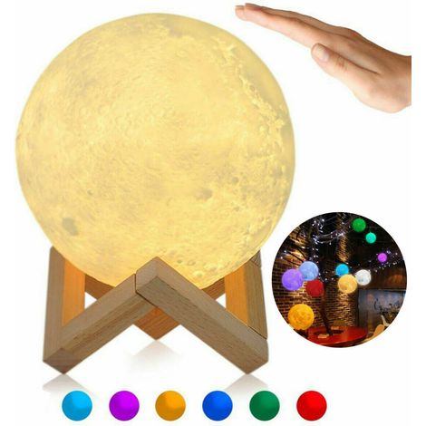 LAMPADA FORMA LUNA 3D LUCE USB RGB NOTTE BUIO TOUCH SENSORE COMODINO LUCE