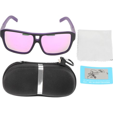 Ortviai Lunettes de soleil unisexe polarisées pour conduite et pêche – Verres UV400, cadre en plastique noir et violet, lunettes de protection (1/5)