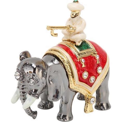 Handbemalte Schmuckschatulle aus Metall in Elefantenform mit Strasssteinen für Ringe und Ohrringe (1/5)