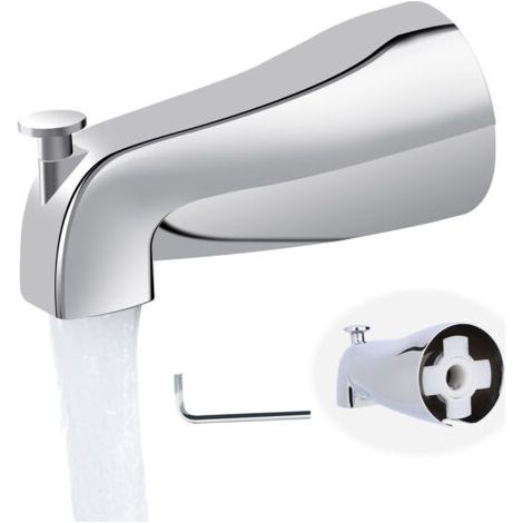 Le bec de baignoire universel à enfiler avec inverseur pour salle de bain - Robinet de baignoire de 5" avec inverseur, facile à installer, s'adapte aux tuyaux en cuivre de 5/8"