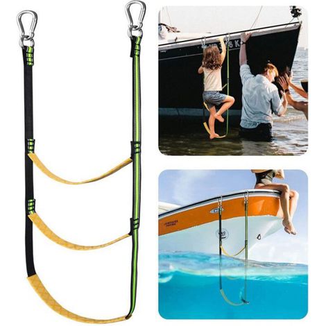 Échelle De Corde Marine - 3 Marches - Pour Bateau Gonflable Kayak Canoë Bateau À Moteur - 92 Cm (1/5)