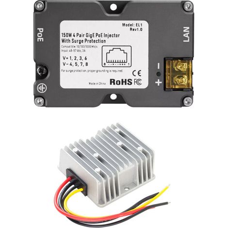Injecteur PoE GigE 150 W DC 48-57 V avec convertisseur de surtension ABS ESD 12 V à 48 V pour Dish V2 (1/5)