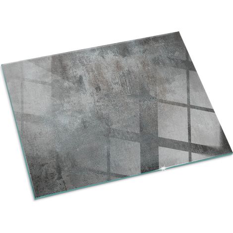 Plaque Rectangulaire de sol en verre trempé sous cheminée protection parquet et plancher Texture de surface brute 80x60 cm