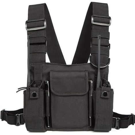 Walkie Talkie Schultertasche Brusttasche, Radio Brusttasche Harness, Two Way Radio Rucksack Halter, Zweiwege Radios Tragetasche Holster walkie Talkie Brusttasche für Rettungswesentliche Weste