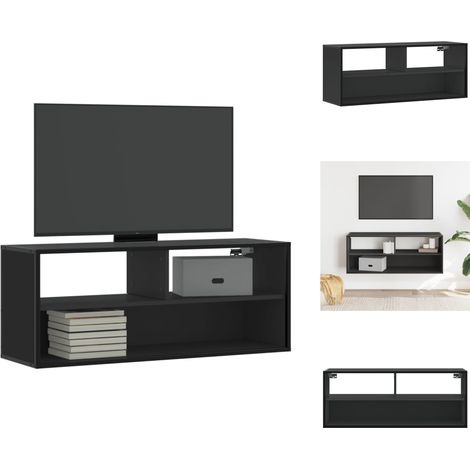 Meuble TV noir 100x31x39,5 cm bois d'ingénierie et métal - Meuble TV - Meubles TV - Support TV - Meuble HiFi (1/5)