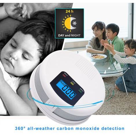 Carbon monoxide detector LCD display screen Battery powered alarm monitor Low power consumption Sound and light sensor LED indicator for home, kitchen, etc. (1/5)