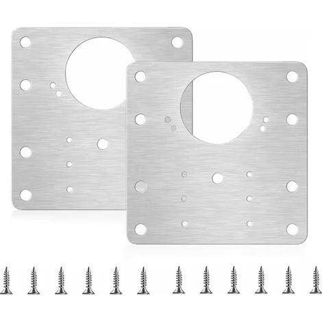 Kit de réparation de charnières de placard (carré, 2 pièces) : plaque de fixation plate avec trou pour charnières de porte de placard de cuisine, outils ménagers. (1/5)