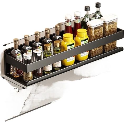 Étagère angle épices large, rangement cuisine sans perçage mural (1/5)