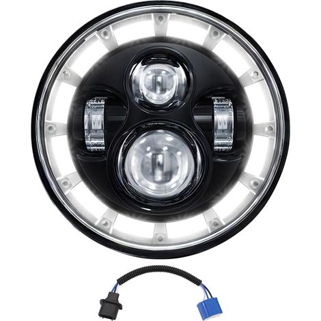 1 phare LED 7 pouces rond – Feux route/croisement DRL clignotant remplacement Jeep Land Rover Hummer Mazda Chevy Ford, éclairage (1/5)