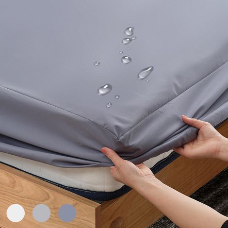 Protège Matelas Imperméable et Anti-acariens, Alaise 90 x 200 Imperméable, Premium Respirant Housse Matelas, Imperméable Drap Housse, Élastique Tout Autour, Certifié Öko-Tex (Gris foncé) (1/5)