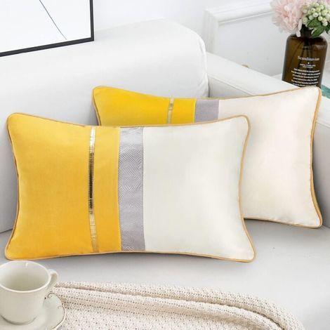 Moderne rechteckige Kissenbezüge, lange und einfarbige Dekokissen für Sofa, Bank, Schlafzimmer, Autositz, Gelb, 30 x 50 cm (1/4)