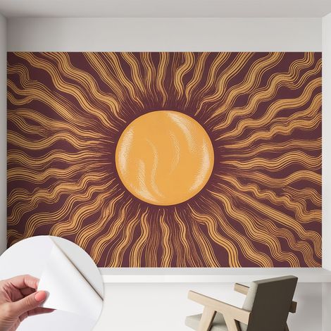 Papier peint adhésif décoratif pour chambre et salon Design moderne à poser facilement Rayons de soleil 152x104 cm (1/5)