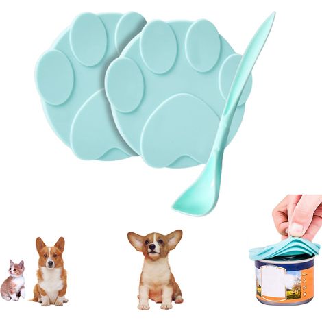 Deux couvercles en silicone, couvercles universels pour aliments pour chiens et chats (verts) (1/5)