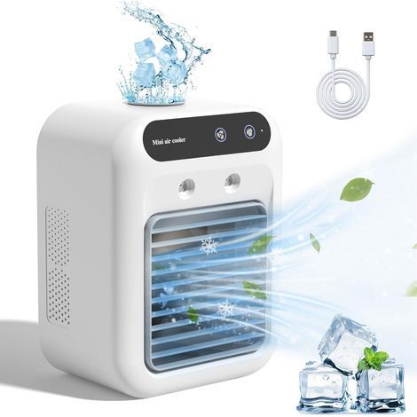 Mini ventilateur climatiseur pour ordinateur portable, rechargeable 25W avec 2 buses d'air froid, 2 vitesses-AquaForge (1/5)