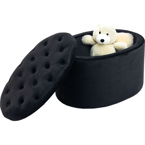 Panca contenitore imbottita con vano portaoggetti per corridoio, camera da letto, soggiorno, 71 x 52 x 42 cm, nera