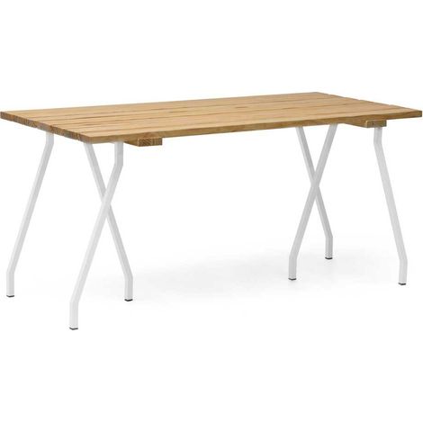 Mesa Listones Exeter Eco-Line 160x78x75cm Blanco en madera maciza gran espesor acabado Natural Box Furniture (1/5)