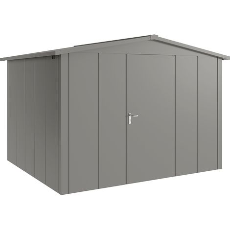 Hörmann Metall-Gerätehaus "Juno" mit Satteldach, JSD13 - Design, 310 x 262 cm (B x T), graualuminium, 1-flüglige Tür, Anschlag rechts (1/5)