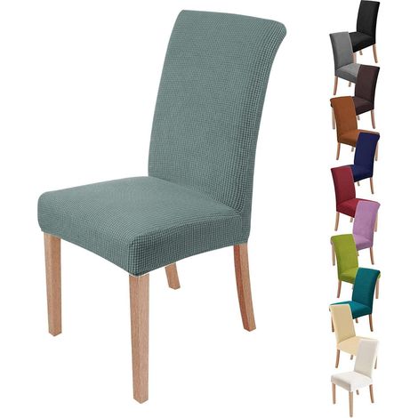 Lot de 4 protège-chaises vert d'eau, housses élastiques pour chaises de table, revêtements de siège modernes et lavables, idéales pour décorations de mariage ou réceptions. (1/5)