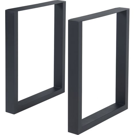 Lot de 2 pieds de table meuble moderne design original DIY acier 72 x 60 cm noir