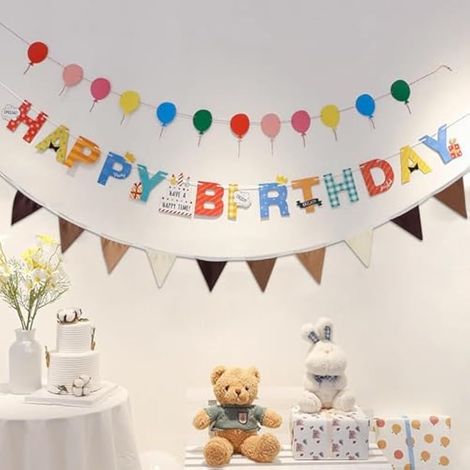 Guirlande en tissu, guirlande en coton, bannière triangulaire pour chambre d'enfant, décoration de chambre de bébé, lit cabane, mariage, fêtes d'anniversaire (tons bruns) (1/3)