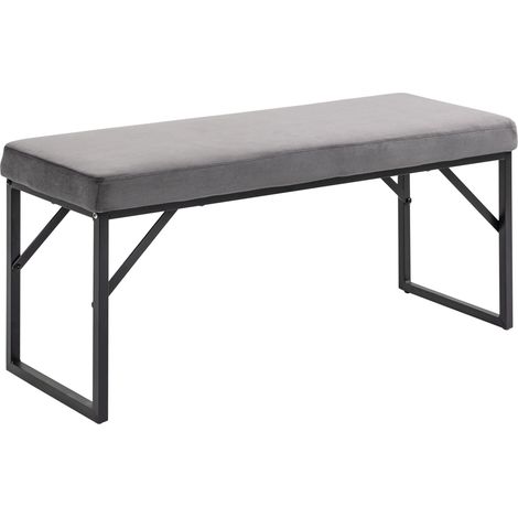 CHICFURN Banco de entrada 100x35x47 cm gris oscuro, asiento acolchado efecto terciopelo, 200 kg (1/5)