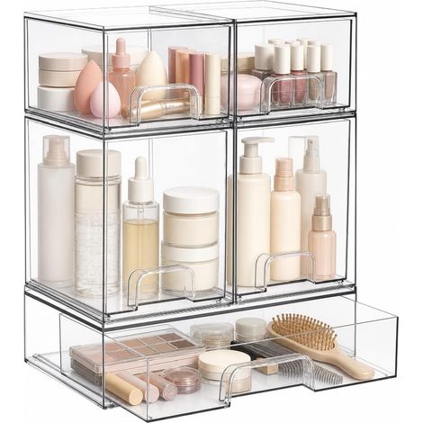 Organisateur à 5 tiroirs empilable en acrylique transparent (1/5)